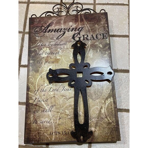 3D Amazing Grace Cross - Metal Cross And  Wall Art - 18" x 9 1/2" - Picture 3 of 7